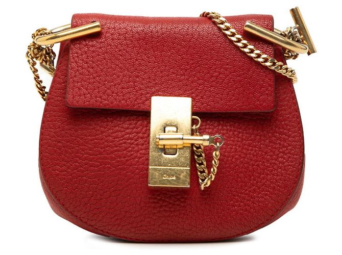 Borsa a tracolla con catena Chloé Drew Mini Rosso