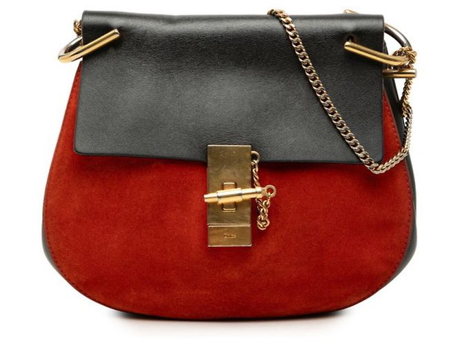 Borsa a tracolla con catena Chloé Drew Nero Rosso