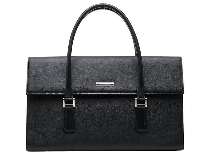 Borsa a mano in pelle nera Burberry Nova Check Nero