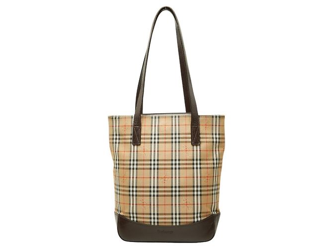 Borsa Tote Burberry Nova Check Shadow Horse Marrone