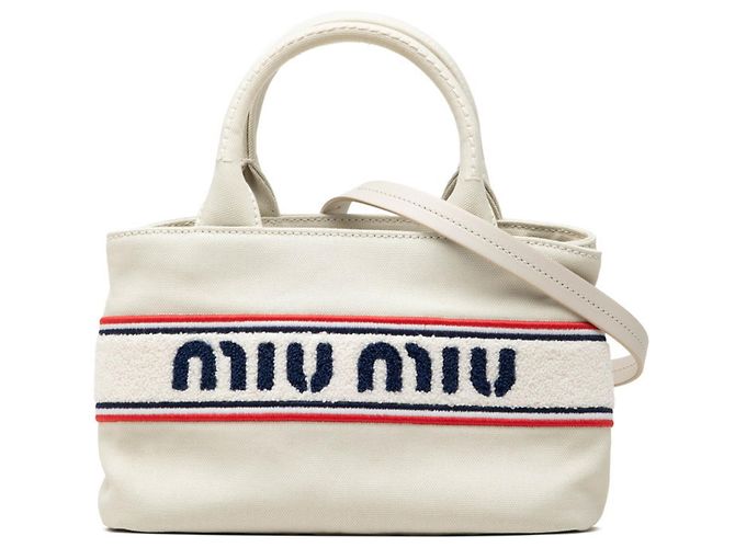 Bolsa de mão e bolsa de ombro Miu Miu Logo Branco Vermelho Azul