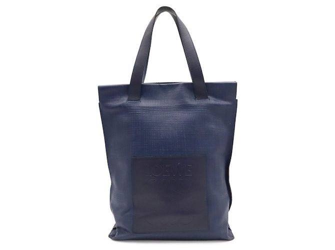 Sac cabas Shopper Anagram en lin Loewe Bleu Bleu Marine