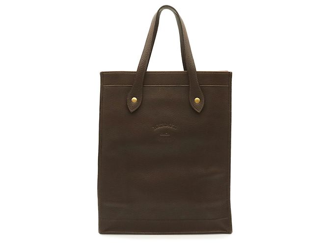 Hermès Saco Tote Hermes em couro castanho escuro Marrom