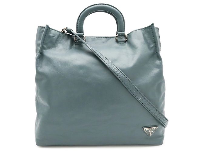 Saco Tote Prada Triangle em couro cinza Marrom