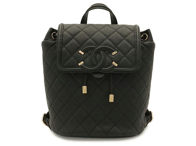 Chanel CC Filigree Coco Mark Backpack Black
