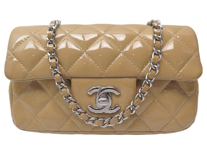 CHANEL MINI CLASSIQUE TIMELESS HANDTASCHE AUS LACKLEDER CAMEL LEATHER BAG Kamel