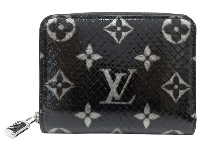 NEW LOUIS VUITTON ZIPPY WALLET PYTHON LEATHER MONOGRAM N97059 Black