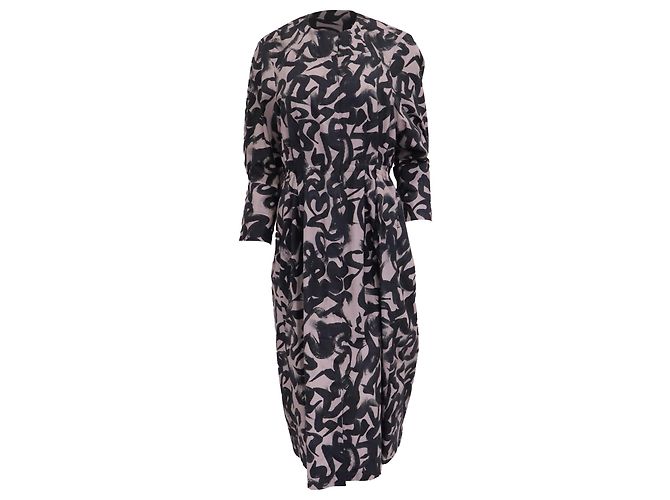 Abito midi a maniche lunghe stampato Dries Van Noten in cotone multicolore