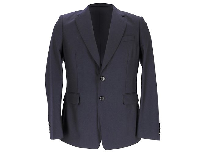Dries Van Noten einreihiger Blazer aus navyblauer Wolle Marineblau