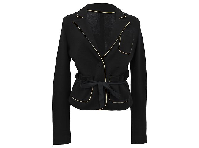 Joseph Single-Breasted Tie-Waist Blazer in Black Wool