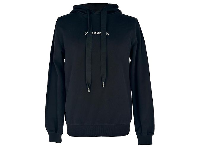 Dolce & Gabbana Hoodie mit Logo-Print aus schwarzer Baumwolle
