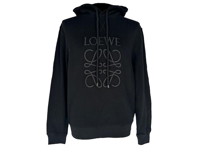 Sudadera con capucha Loewe Anagram bordada en algodón negro