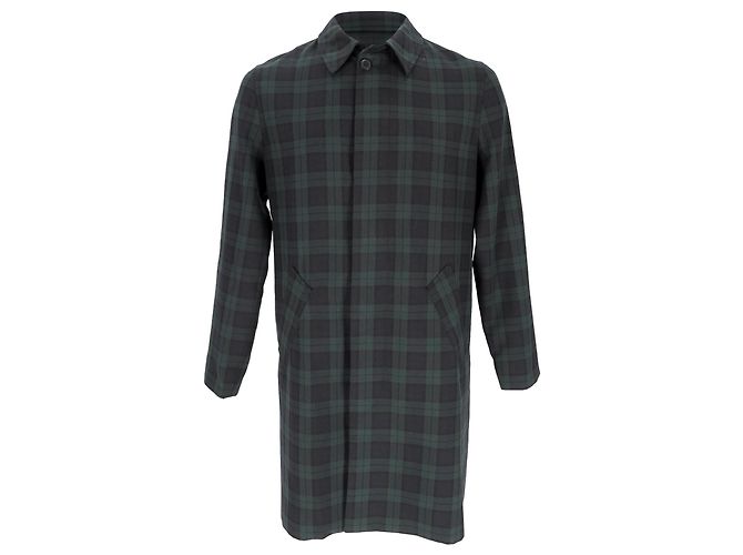 Apc  A.P.C. Single Breasted Checked Coat in Olive Polyester Green Olive green