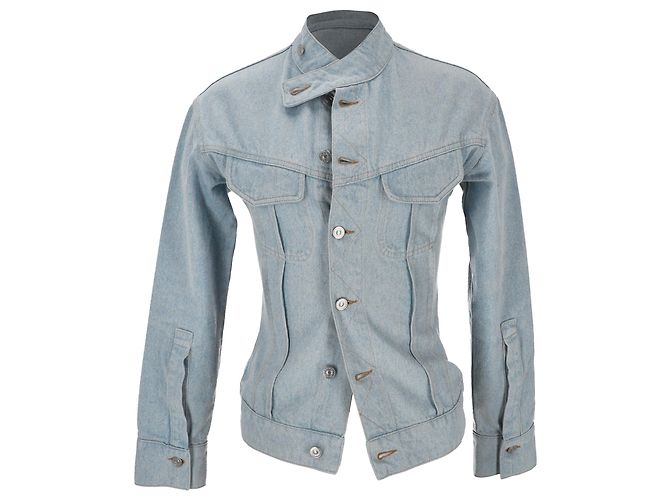 Victoria Beckham skulpturale Denimjacke aus blauer Baumwolle
