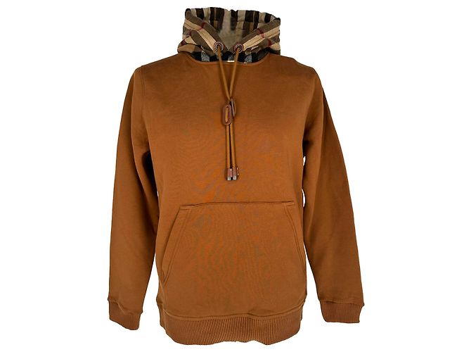 Burberry Samuel Hoodie mit Check-Besatz aus brauner Baumwolle