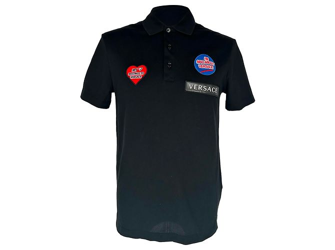 Polo Versace com patch em algodão preto