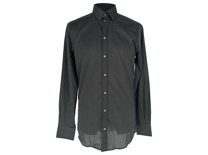 Camicia a bottoni a pois Dolce & Gabbana in cotone nero