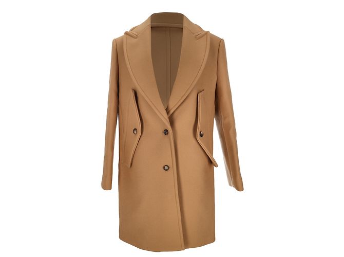Michael Kors Single-Breasted  Coat in Brown Wool