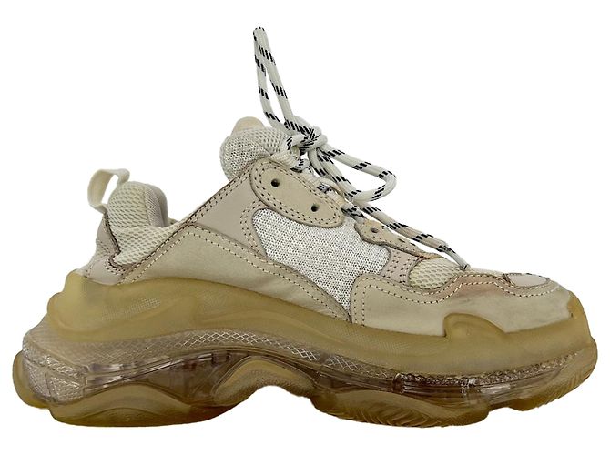 Balenciaga Triple S Clear Sole Sneaker aus beigem Polyester