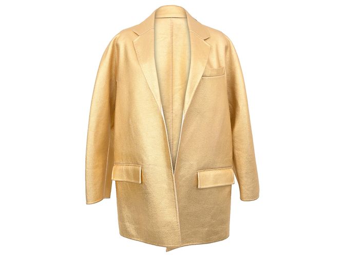 Valentino Garavani Oversized Blazer in Metallic Gold Wool Golden
