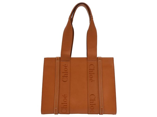 Sac Cabas Chloé Medium Woody en cuir de veau marron