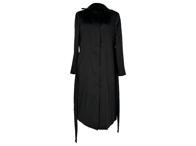 Trench Coat com Cinto Dolce & Gabbana em seda preta Preto