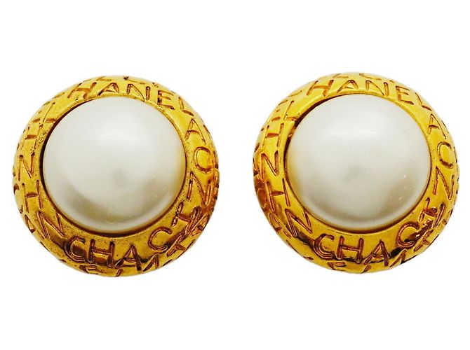 Chanel Gold Plated Clip Earrings Golden