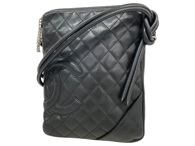 Borsa a tracolla Chanel Cambon in pelle d'agnello Nero