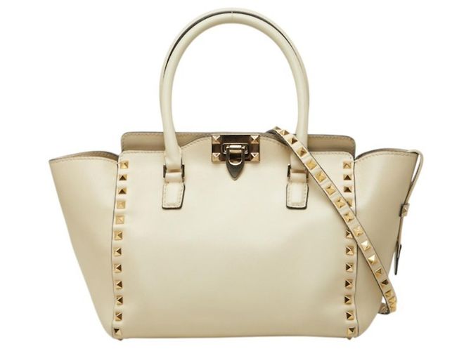 Valentino Rockstud Handtasche aus Off-White Leder Aus weiß