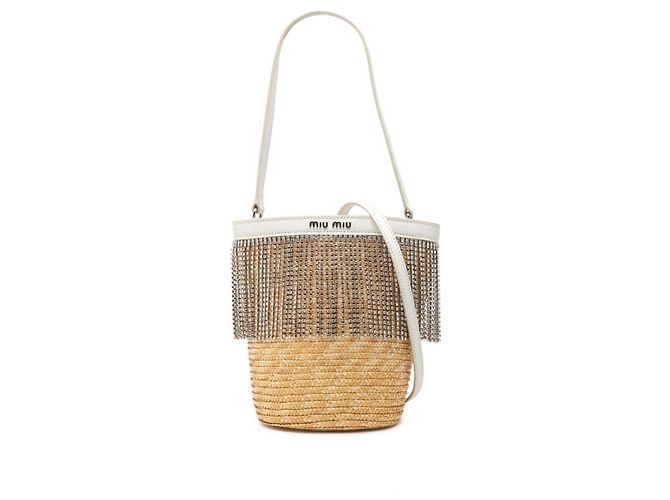 Bolsa de mão e de ombro 2-Way Miu Miu Branco Bege