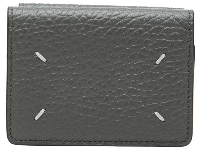Maison Martin Margiela Cartera tri-fold de cuero gris Maison Margiela Castaño