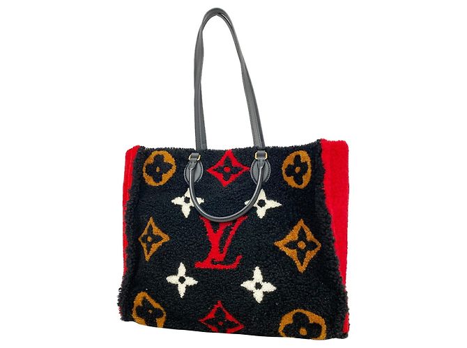 Borsa Tote Louis Vuitton Monogram Teddy OnTheGo GM Nero Rosso