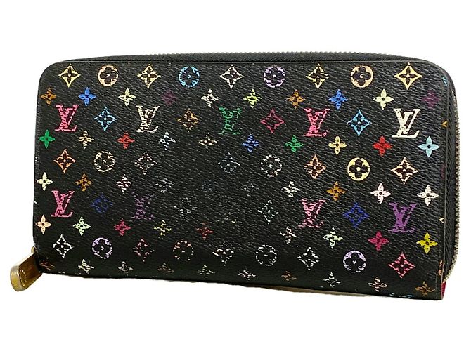Louis Vuitton Monogram Multicolor Zippy Wallet Black Red