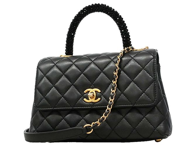 Bolso Chanel de piel de cordero negro