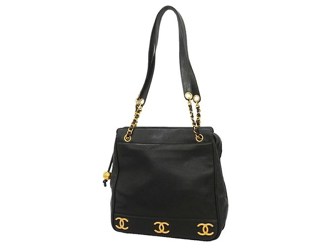 Chanel Triple Coco Chain Tote Bag Schwarz