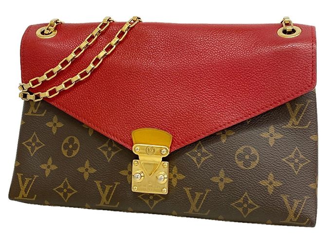 Bolsa de Ombro com Corrente Louis Vuitton Monogram Pallas Marrom Fuschia
