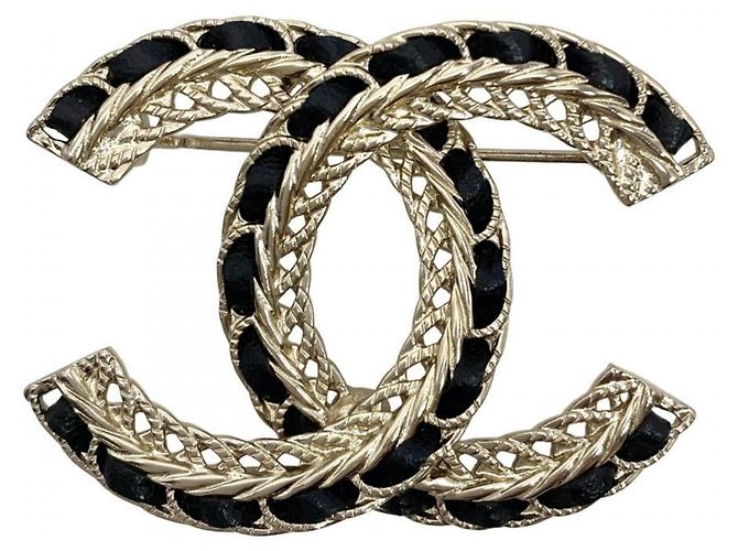 Broche de cadena Chanel Coco Mark Negro