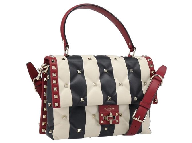 Valentino Garavani Candystud Top Handle Leather Mini Rosso