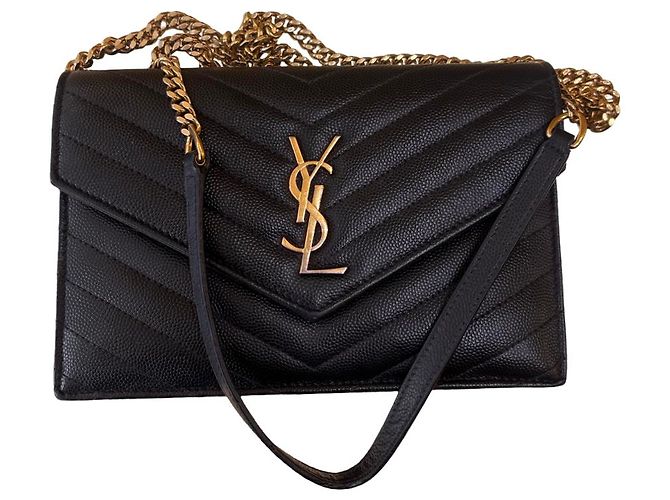 Autre Marque Saint Laurent Cassandre envelope Leather 22 Noir
