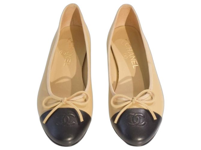 Chanel Bailarinas Clásicas Dos Tonos Beige/Negro