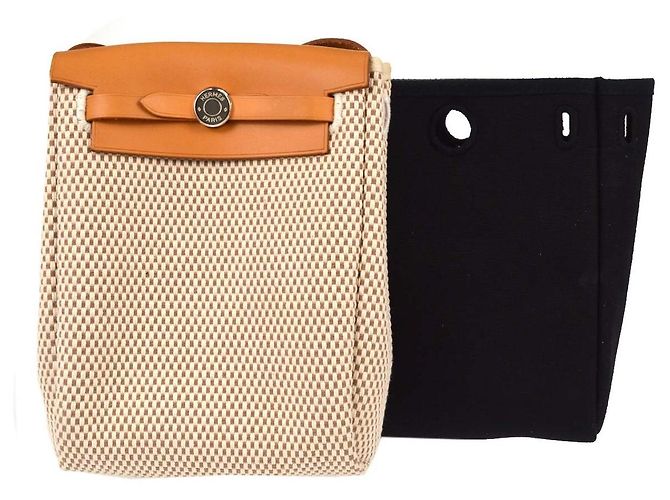 Hermès Hermes Herbag Toile and Leather TPM Beige