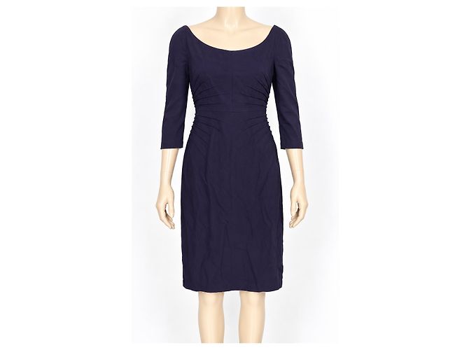 Alberta Ferretti Dunkelviolettes Plissee-Kleid