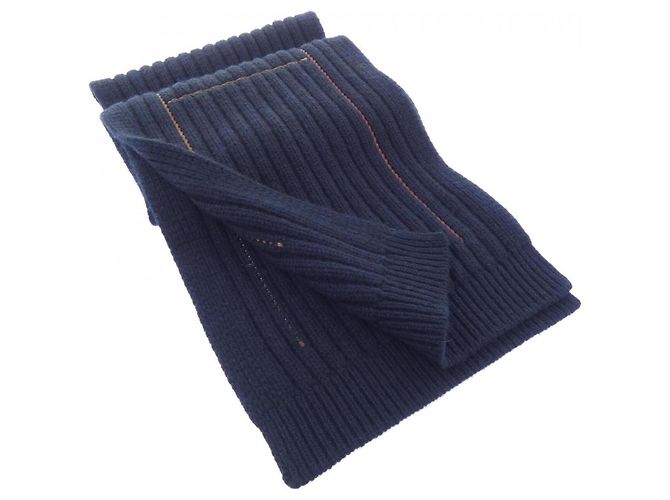 Hermès Cachecol Hermes H Torsade Cuir Azul marinho