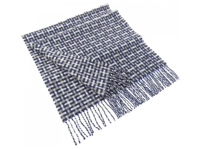Hermès Hermes H Ecosé Cashmere Scarf Brown Navy blue