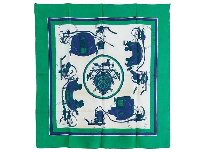 Hermès Carré 90 Ex Libris Verde Bianco Blu