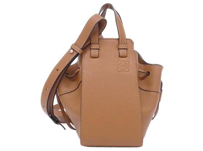 Sac à épaule mini Loewe Hammock à cordon de serrage Marron