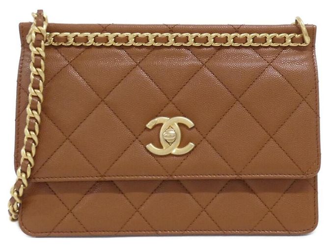 Bolsa de ombro Chanel AS4169 em couro de bezerro granulado marrom