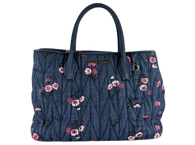 Bolsa de mão/Bolsa de ombro Miu Miu em denim Rosa Azul marinho