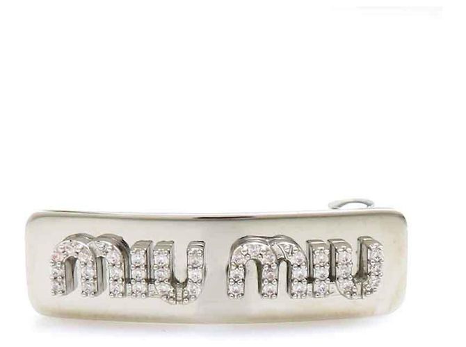 Fermi capelli Miu Miu in metallo argentato Argento