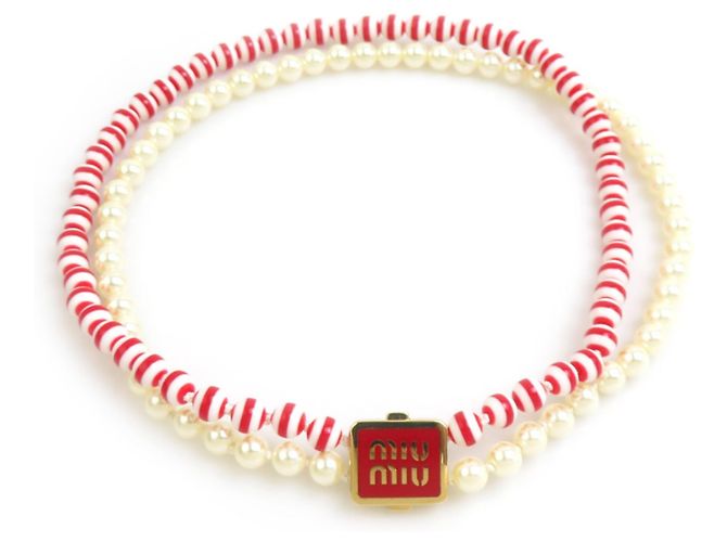 Choker Miu Miu vermelho e branco
